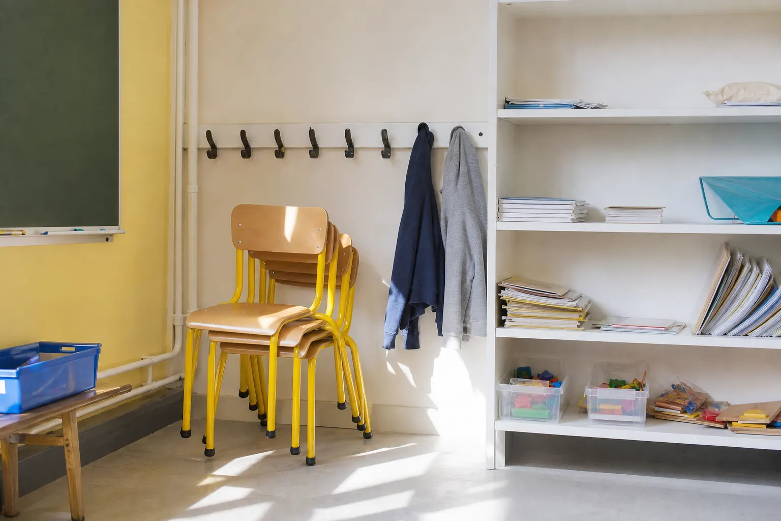 Un enfant de primaire réfléchit à un exercice de maths à table, avec un parent assis près de lui.